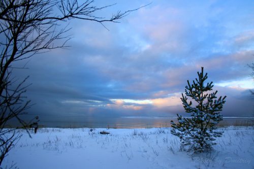 Закат на белом море